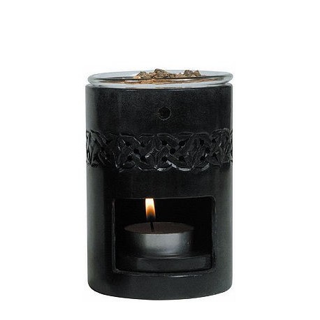 Diffuseur de résines Géo 3 en pierre naturelle noire motif fleurs