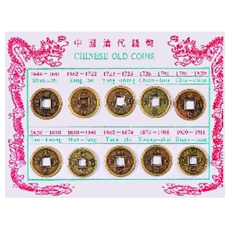 Lot de 10 pièces de monnaie chinoises pour le Feng Shui et la richesse