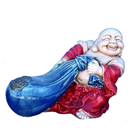 Statuette Bouddha Rieur multicolore symbole de chance et fortune Feng Shui