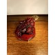 Statuette de grenouille à 3 pattes Feng Shui rouge avec pièce d’or