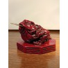 Statuette de grenouille à 3 pattes Feng Shui rouge avec pièce d’or